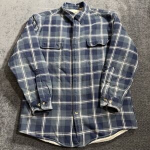 Red Head Brand Co. Men's Sherpa Lined‎ Shacket Blue And WhiteFlannel Size Large